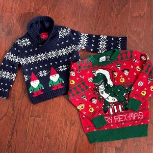 2 Festive Holiday Sweaters with Fun Designs for 18-24 months